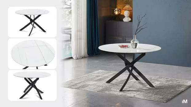 Стол iModern Gabriel 120, белый камень/черный