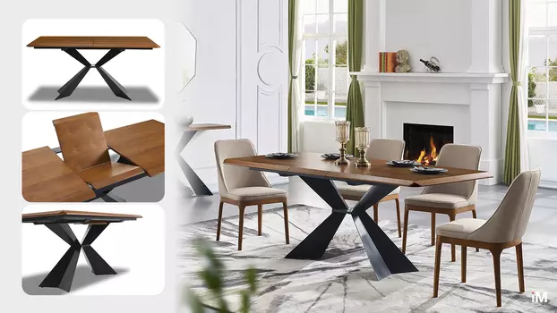 Стол раскладной iModern Allure 180-220, орех/черный