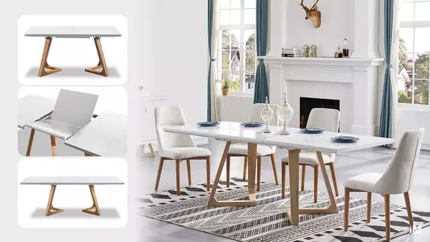 Стол раскладной iModern Avalon (160), белый/ясень