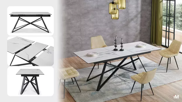 Стол раскладной Bristol (160), светлая керамика