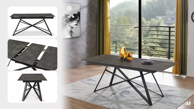 Стол раскладной Bristol (180), темная керамика