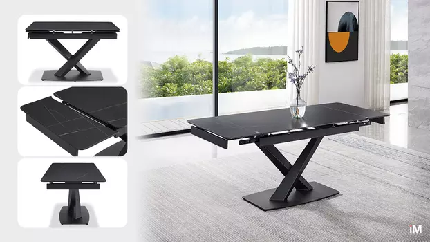 Стол раскладной iModern Cesar 120-180, черная керамика