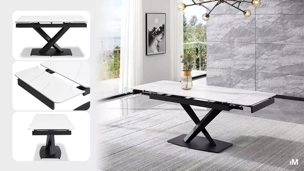 Стол раскладной iModern Cesar 140-200, белая керамика