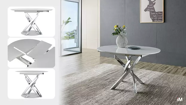 Стол раскладной iModern Charly 100-129, белый/хром