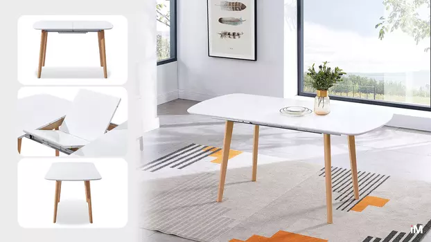 Стол раскладной Ellis 120-160, белый/бук