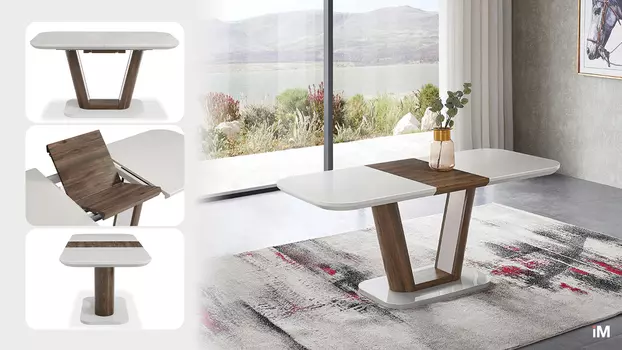 Стол раскладной iModern Ester 140-180, бежевый/коричневый