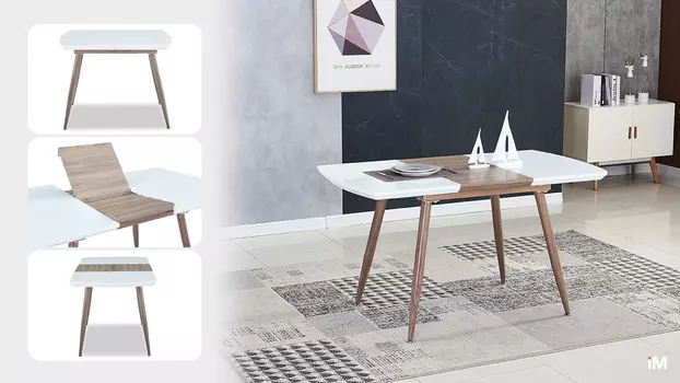 Стол раскладной Fredric 100-140, белый/дуб