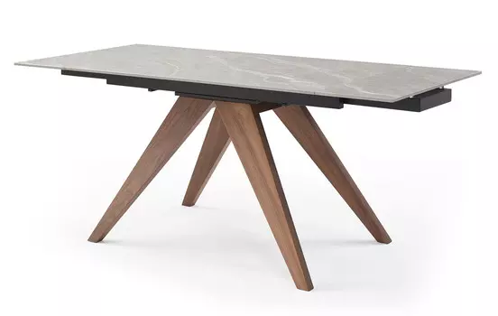 Стол раскладной iModern Valencia 120-180, серая керамика/орех