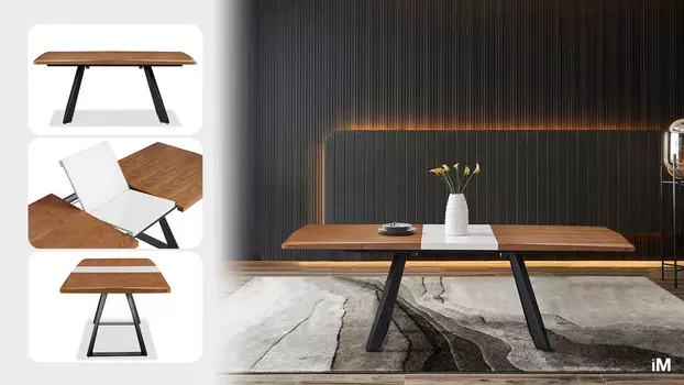 Стол раскладной Lambert, орех/кремовый