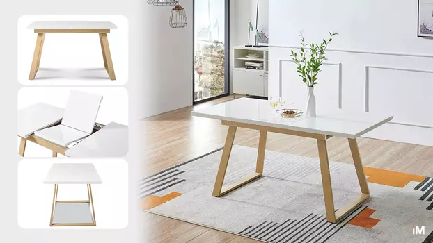 Стол раскладной Manchester 120-160, белый/вяз