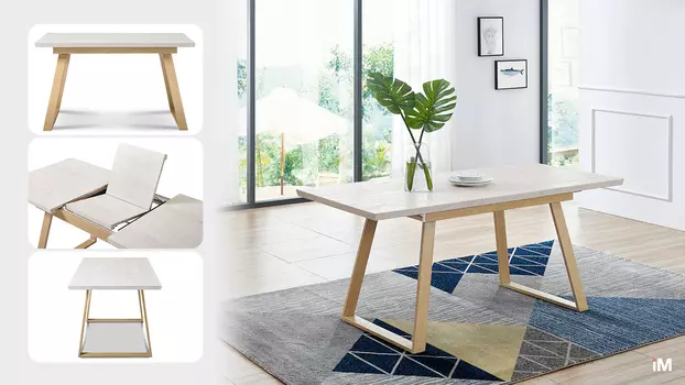 Стол раскладной Norfolk 110-150, светлый дуб/вяз