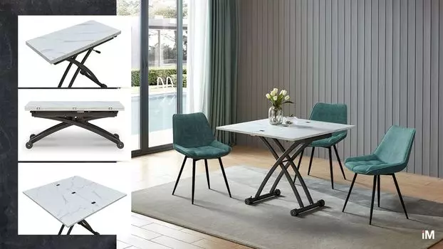 Стол-трансформер iModern Jordan, светлый мраморный рисунок