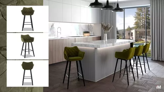 Стул барный Shirley (74), темно-зеленый