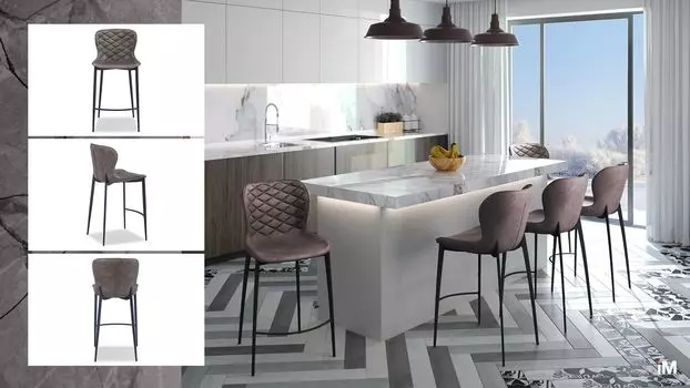 Стул полубарный iModern Peggy (65), матовый коричневый/черный