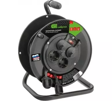 Аксессуар для садовой техники Сибртех 25м,4 розетки (96047) Удлинитель силовой на катушке