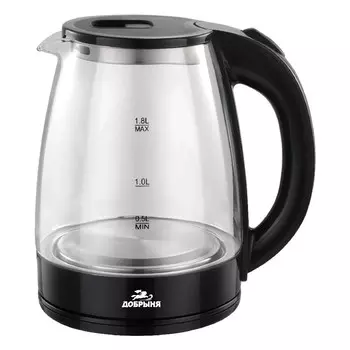 Чайник Добрыня DO-1254 стекло/черный