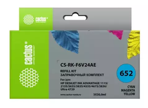 Чернила для картриджа Cactus CS-RK-F6V24AE многоцветный 3x30мл