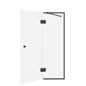 Стеклянная шторка для ванны Iberica Blanca Mod.402 прозрачное/черный, распашная 90х140 (IB402.SB.140.90)