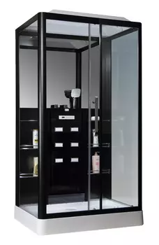 Душевая кабина Loranto CS 129 3A R 90*150*215см черная (правая), раздвижная дверь слева направо (54496)