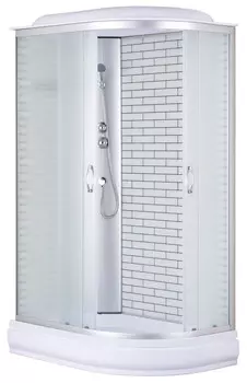 Душевая кабина Loranto CS-66120-20L FW 120*80*215см споддоном 20см, белый кирпичный узор, стекло 4мм. Профиль хром (3 коробки)