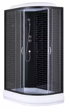 Душевая кабина Loranto CS-66120-20L GB 120*80*215см с поддоном 20см, черный кирпичный узор, серое стекло 4мм, профиль черный (3 коробки)