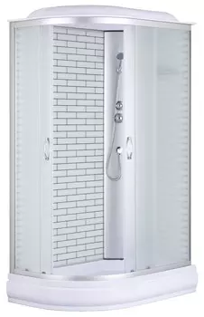 Душевая кабина Loranto CS-66120-20R FW 120*80*215см с поддоном 20см, белый кирпичный узор, стекло 4мм, профиль хром (3 коробки)