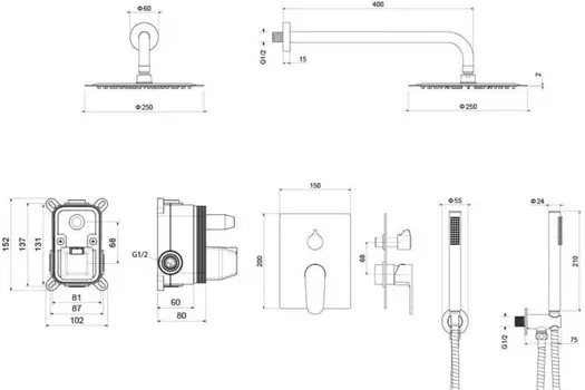 Душевая система Aquatek ОБЕРОН AQ1272MB