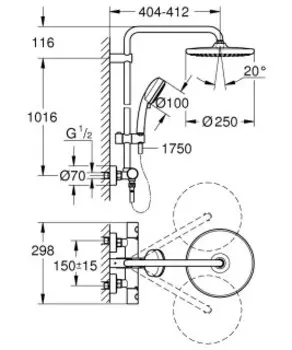 Душевая система Grohe Tempesta Cosmopolitan 26670000 хром