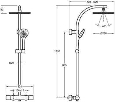 Душевая система Jacob Delafon AMELIE термостатическая (E32851-CP)