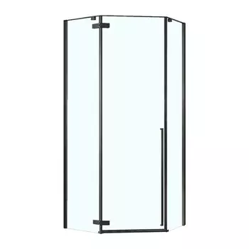 Душевое ограждение Loranto CS-22107B-100, 100x100x195см, прозрачное закаленное стекло 8мм, Easy clean, профиль черный, без поддона