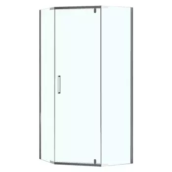 Душевое ограждение Loranto CS-22108 90x90x195см прозрачное закаленное стекло 8мм, Easy clean, профиль серебро, без поддона