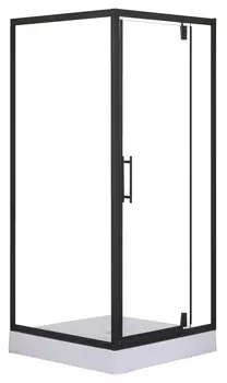 Душевое ограждение Loranto CS-604A 90*90*200см R/L с низким поддоном 13см, прозрачное закаленное стекло 6мм, профиль черный