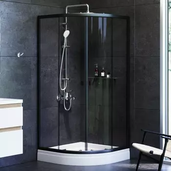 Душевой уголок Am.Pm X-Joy Twin Slide W88E-205-090BT64 c поддоном, 90x90, профиль черный