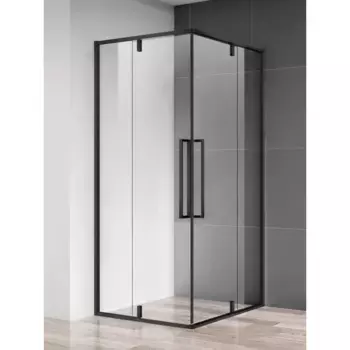 Душевой уголок Aquame AQM7102-2-8 (80х80х195, стекло прозрачное/профиль матовый черный)
