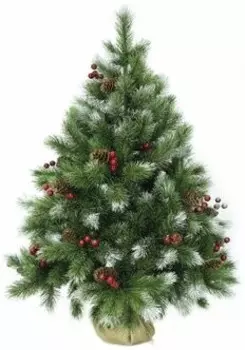 Ель искусственная Beatrees Tiffany зеленая с инеем шишками и ягодами 0,9м (1020609)