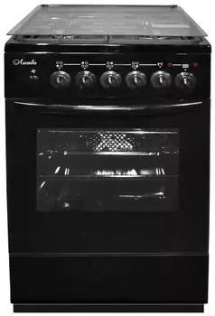 Газовая плита Лысьва ЭГ 404 МС-2у черный (стеклянная крышка) реш.чугун