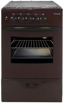 Газовая плита Лысьва ЭГ 404 МС-2у коричневый (стеклянная крышка) реш.чугун