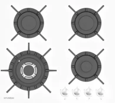 Газовая варочная панель Hyundai HHG 6437 WG