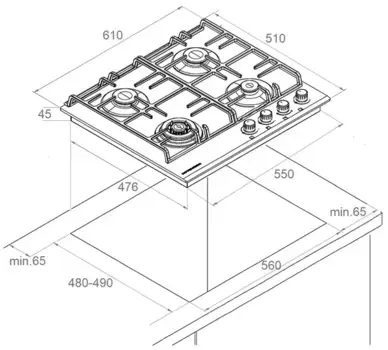 Газовая варочная панель Kuppersberg FG 601 W Silver