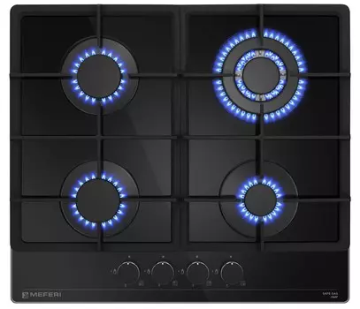 Газовая варочная панель Meferi MGH604BK GLASS POWER