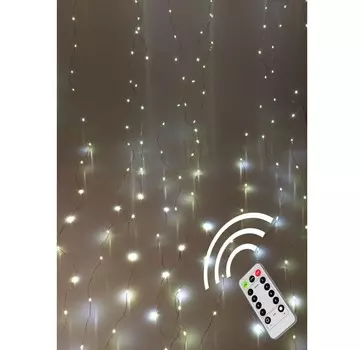 Гирлянда Космос Дождь 3x3м с крючк. для крепления, 8 режим, питание от USB, пульт ДУ (KOC CUR-U103)