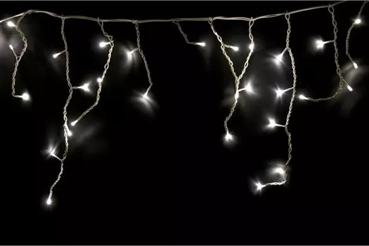 Гирлянда Neon-Night Айсикл (бахрома) светодиодная, 1,8х0,5м, прозрачный провод, 220В, диоды тепло-белые (255-016)