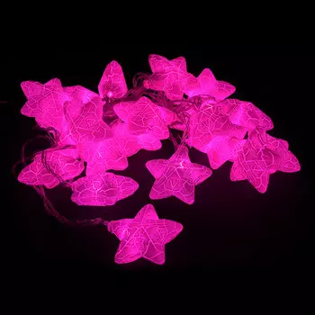 Гирлянда Vegas Нить Звездочки 20 розовых LED ламп, прозрачный провод, соединяемая, 5м+5м шнур (55176)