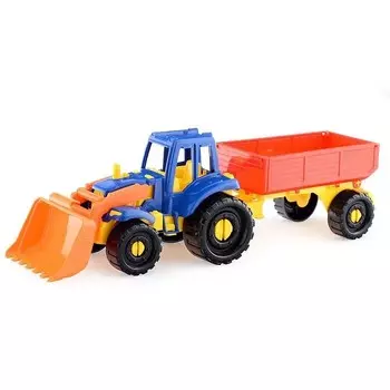 Игрушечный транспорт Рыжий Кот И-2394 Трактор Иван Бульдозер с прицепом (173821)