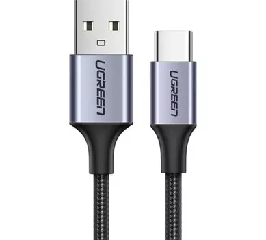 Кабель UGREEN USB-A 2.0 to USB-C Cable Nickel Plating Aluminum Braid 0.25m US288 Black (60124)