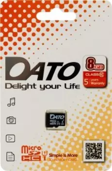 Карта памяти Dato microSDHC 8Gb Class10 (DTTF008GUIC10) w/o adapter