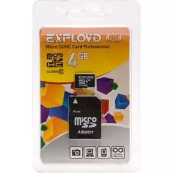 Карта памяти Exployd MicroSDHC 4GB Class10 (+ адаптер SD)