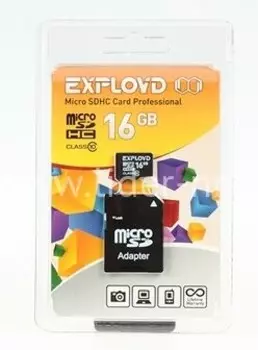 Карта памяти EXPLOYD MicroSDXC 16GB Class10 (+ адаптер SD)