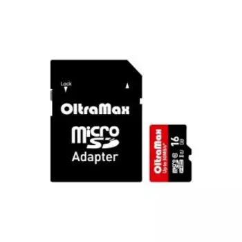 Карта памяти Oltramax MicroSDHC 16GB Class10 (+ адаптер SD)