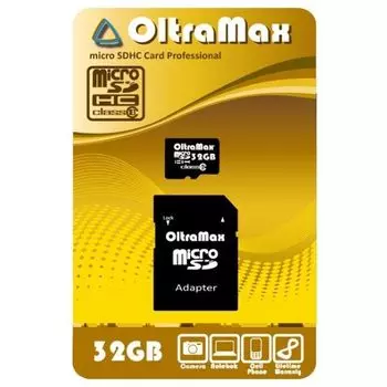 Карта памяти Oltramax MicroSDHC 32GB Class10 (+ адаптер SD)